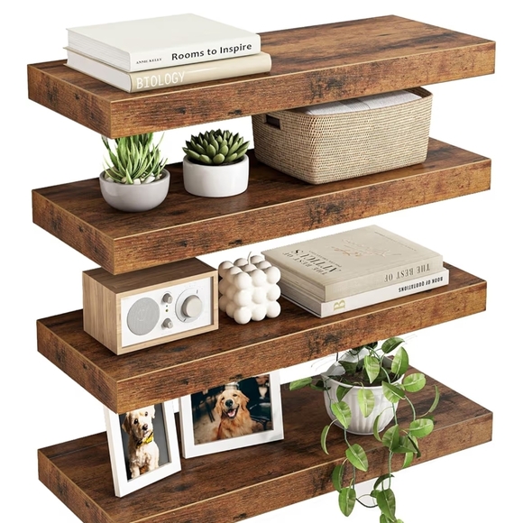 Rustic Brown Floating Wall Shelves - Picture 1 of 2